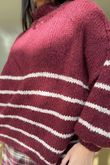 Big Softie Stripe Funnel Grunge Knit Burgundy